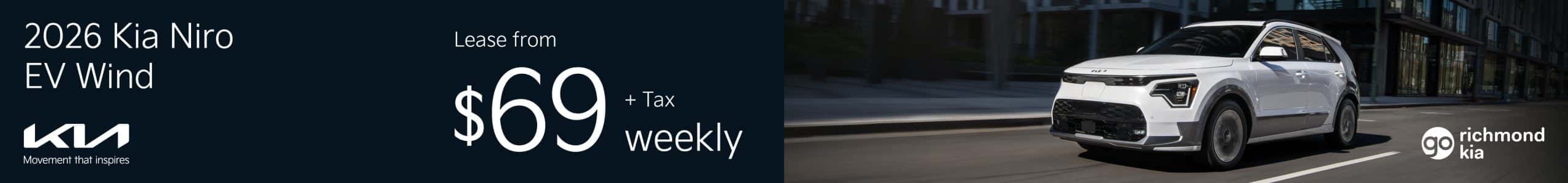 2026 Niro EV from $69 weekly + tax