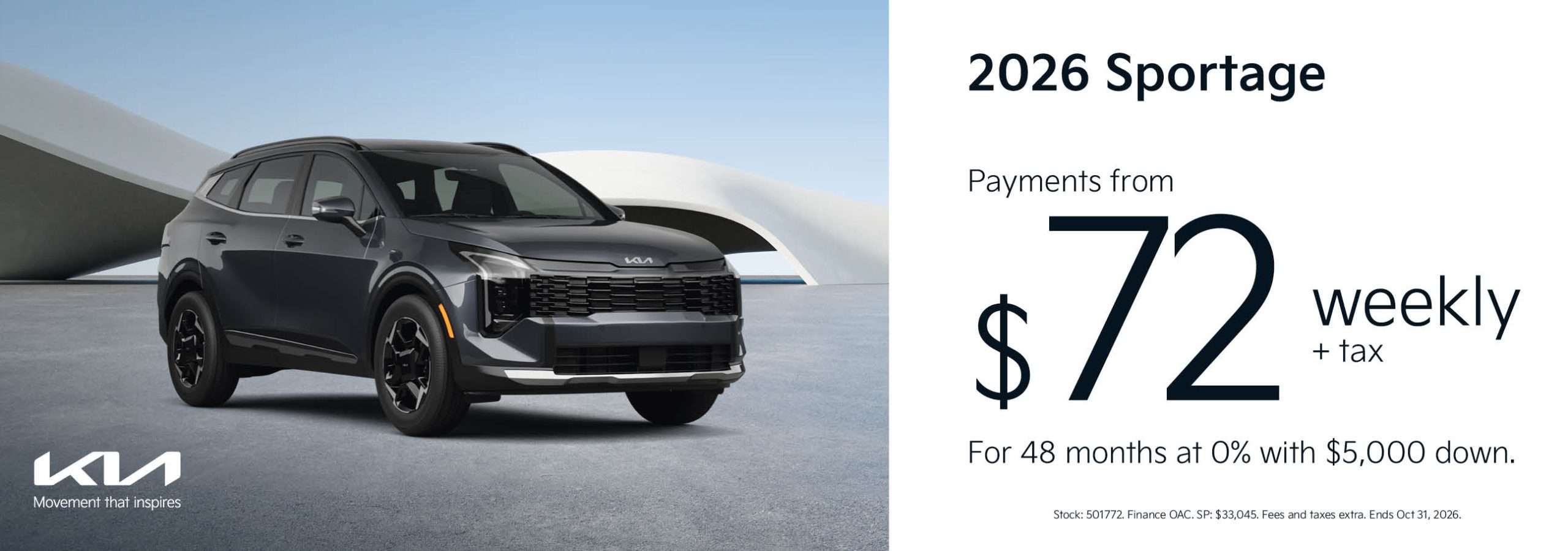 2026 Kia Sportage from $72 weekly + tax at Go Richmond Kia