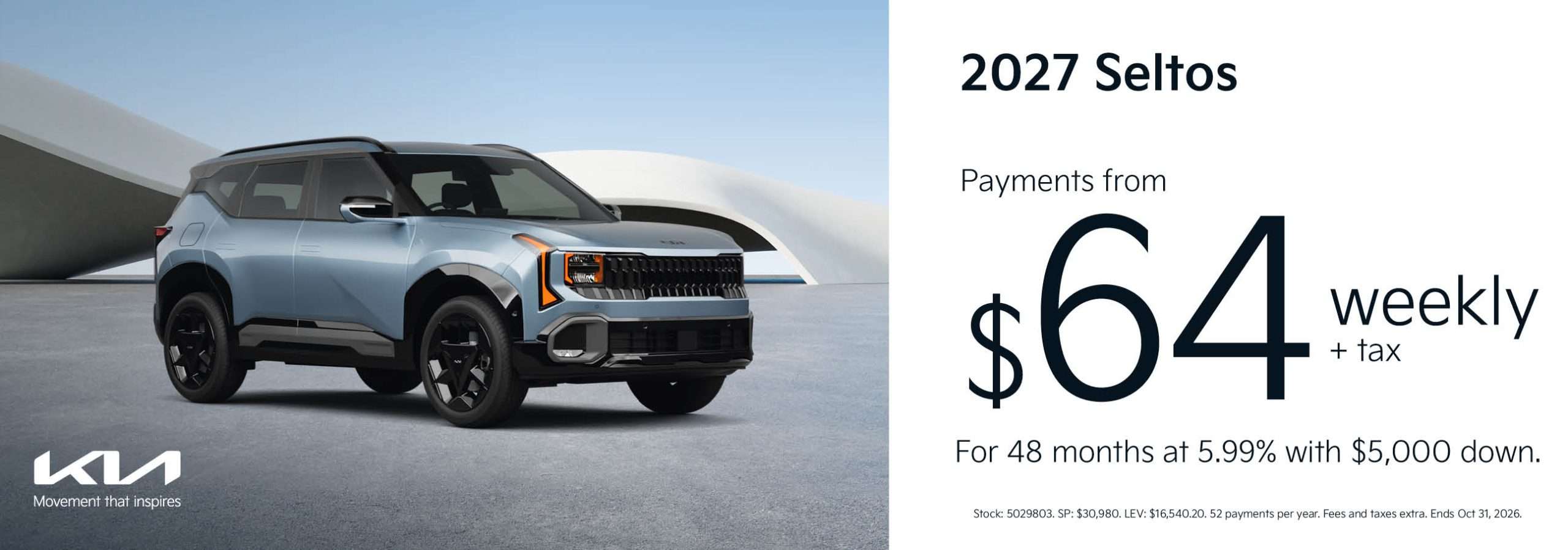 2027 Kia Seltos from $64 weekly + tax at Go Richmond Kia