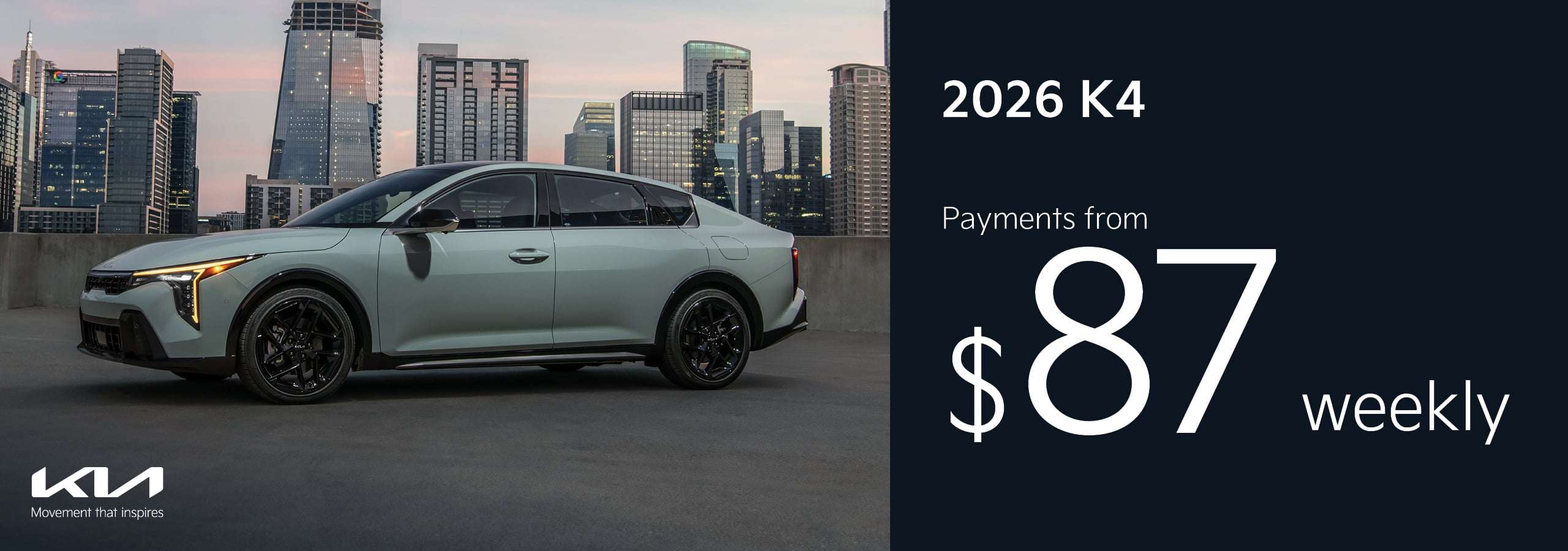 Go Kia South - 2026 K4 from $87 weekly